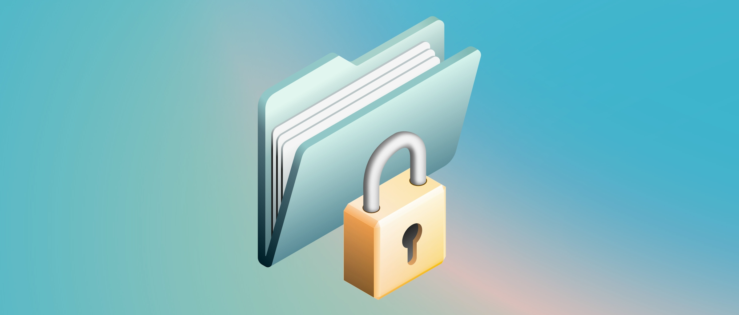 An illustrated image of a file with a lock in front of it, on a teal background